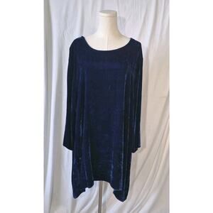 Bryn Walker Womens Designer Navy Blue Velvet Tunic Top Plus 1X